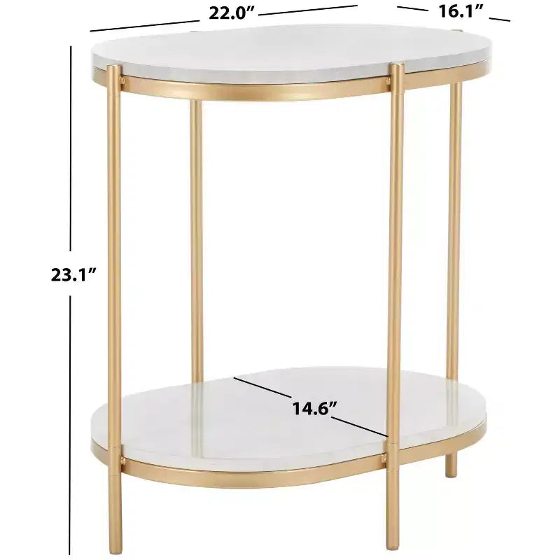 Tavolino Dove - ACC2501A - Effetto Marmo Bianco/Oro - Safavieh