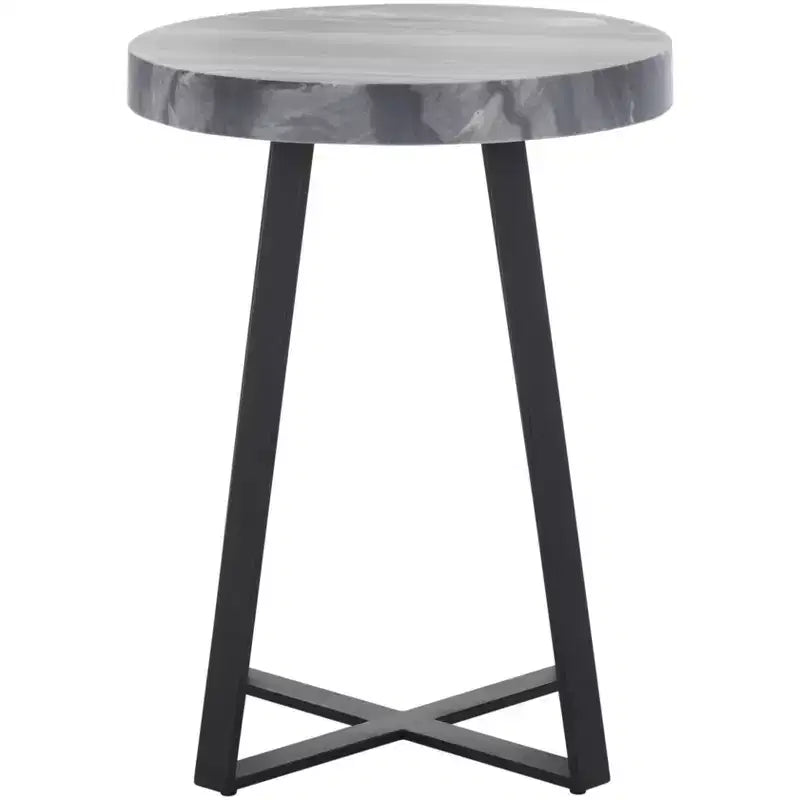 Tavolino d'appoggio rotondo Guenon - ACC9801A - Marmo Grigio/Nero - Safavieh