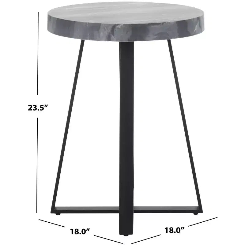 Tavolino d'appoggio rotondo Guenon - ACC9801A - Marmo Grigio/Nero - Safavieh