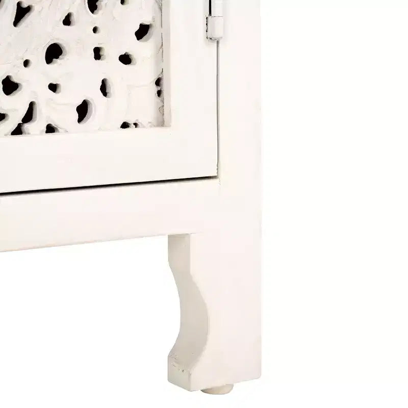 Comodino Raura a 2 ripiani e 1 anta - NST5303 - Bianco Laccato - Safavieh