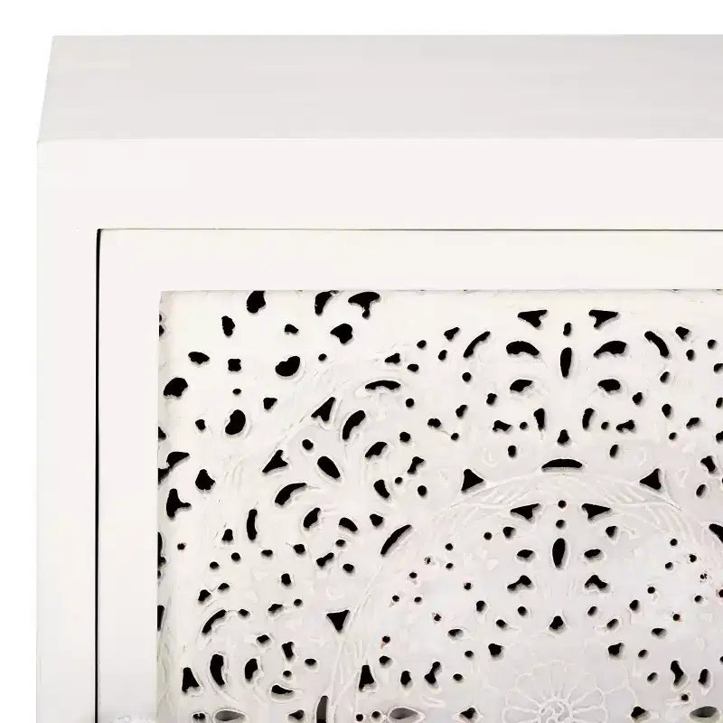 Comodino Raura a 2 ripiani e 1 anta - NST5303 - Bianco Laccato - Safavieh