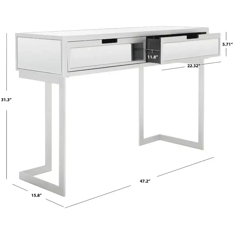 Enzo Scrivania a specchio a 2 cassetti - DSK9700 - Argento/Specchio - Safavieh