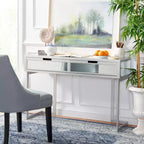 Enzo Scrivania a specchio a 2 cassetti - DSK9700 - Argento/Specchio - Safavieh