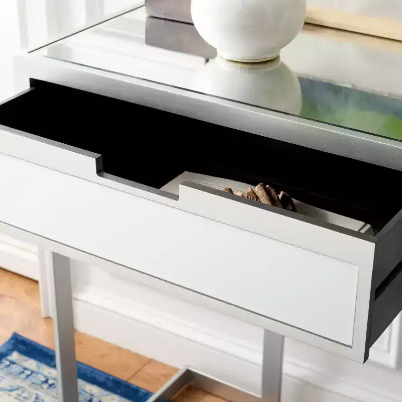 Enzo Scrivania a specchio a 2 cassetti - DSK9700 - Argento/Specchio - Safavieh