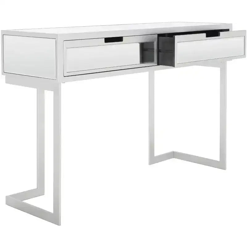 Enzo Scrivania a specchio a 2 cassetti - DSK9700 - Argento/Specchio - Safavieh