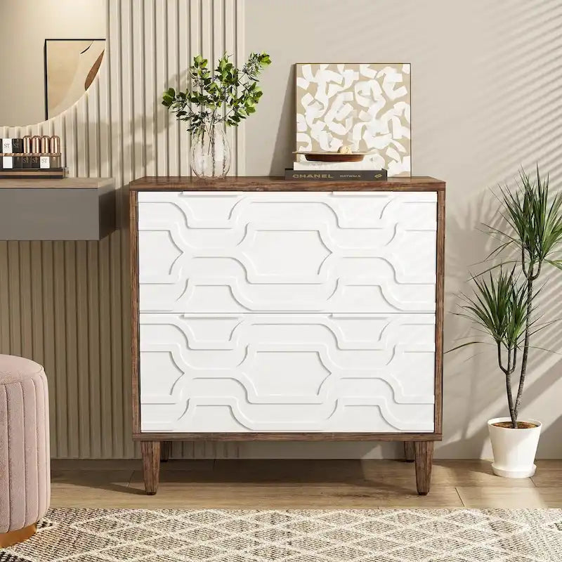 Classificatore laterale a 2 cassetti con piano per stampante e aste appendiabiti regolabili – Bianco/Grigio / Bianco/Marrone / Bianco, Singolo