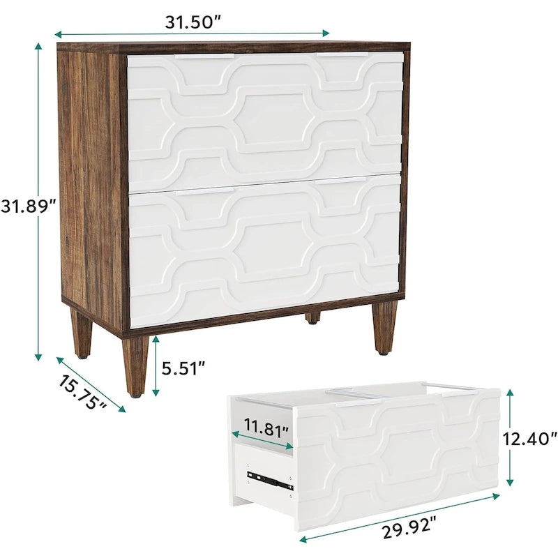 Classificatore laterale a 2 cassetti con piano per stampante e aste appendiabiti regolabili – Bianco/Grigio / Bianco/Marrone / Bianco, Singolo