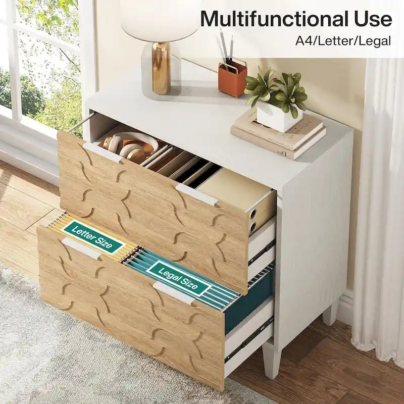 Classificatore laterale a 2 cassetti con piano per stampante e aste appendiabiti regolabili – Bianco/Grigio / Bianco/Marrone / Bianco, Singolo