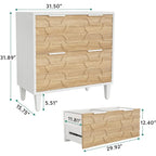 Classificatore laterale a 2 cassetti con piano per stampante e aste appendiabiti regolabili – Bianco/Grigio / Bianco/Marrone / Bianco, Singolo