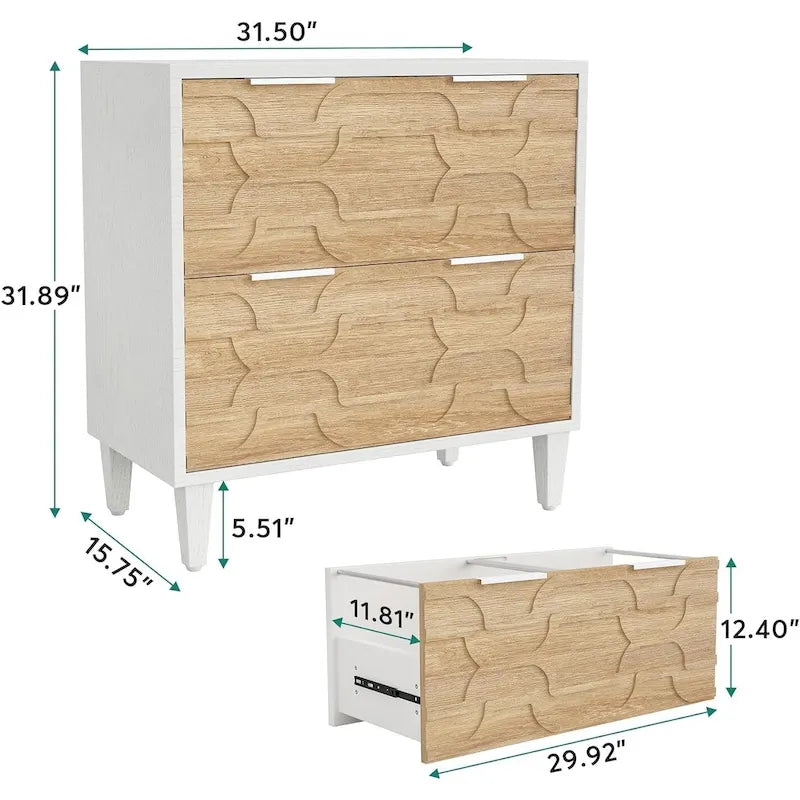 Classificatore laterale a 2 cassetti con piano per stampante e aste appendiabiti regolabili – Bianco/Grigio / Bianco/Marrone / Bianco, Singolo