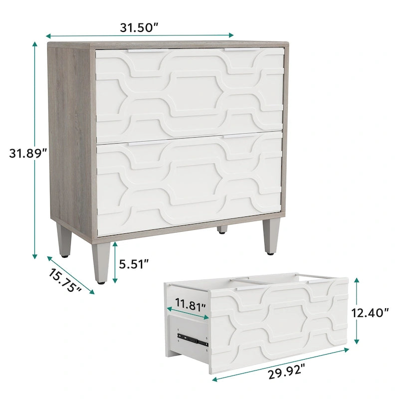 Classificatore laterale a 2 cassetti con piano per stampante e aste appendiabiti regolabili – Bianco/Grigio / Bianco/Marrone / Bianco, Singolo