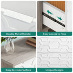 Classificatore laterale a 2 cassetti con piano per stampante e aste appendiabiti regolabili – Bianco/Grigio / Bianco/Marrone / Bianco, Singolo