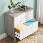 Classificatore laterale a 2 cassetti con piano per stampante e aste appendiabiti regolabili – Bianco/Grigio / Bianco/Marrone / Bianco, Singolo