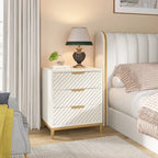 Comodino Moderno a 3 Cassetti con Struttura in Metallo – Bianco/Oro / Biancastro / Marrone/Nero, Singolo