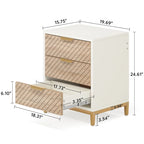 Comodino Moderno a 3 Cassetti con Struttura in Metallo – Bianco/Oro / Biancastro / Marrone/Nero, Singolo