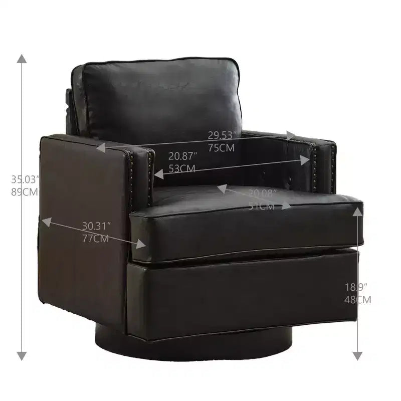 Hyleory Poltrona Girevole a Barile, 31,9 L Poltrone Moderne in Pelle Imbottite Comode Girevoli a 360 Gradi per Soggiorno (set di 2)