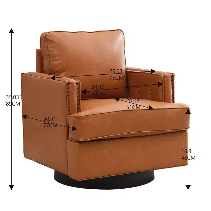 Hyleory Poltrona Girevole a Barile, 31,9 L Poltrone Moderne in Pelle Imbottite Comode Girevoli a 360 Gradi per Soggiorno (set di 2)