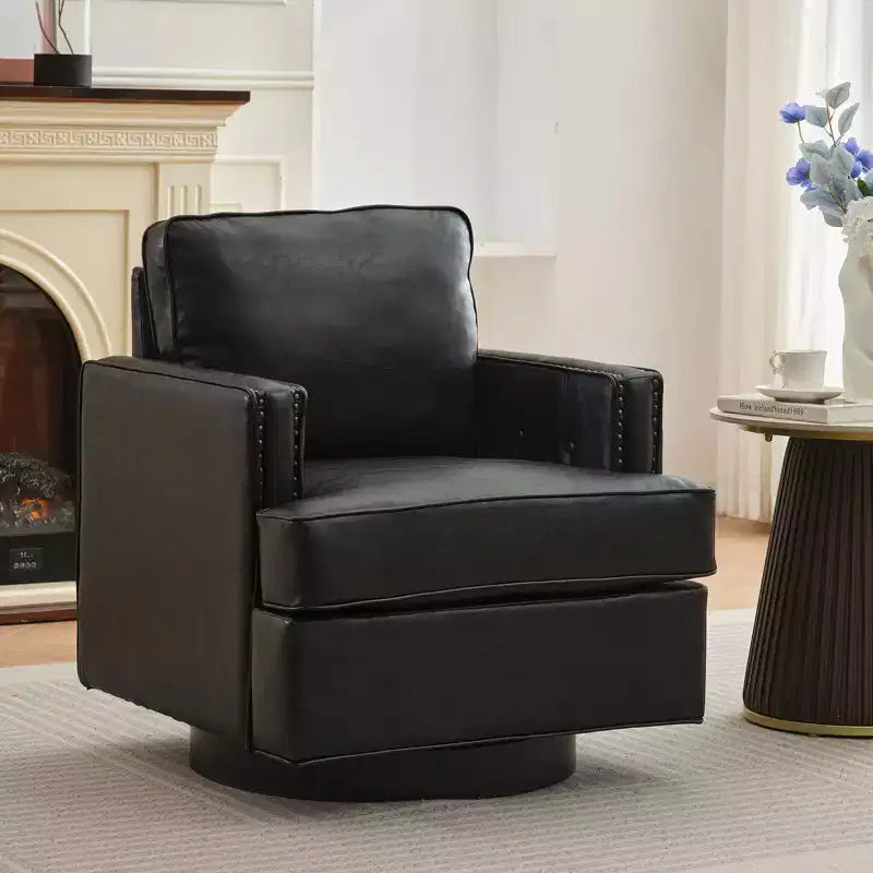 Hyleory Poltrona Girevole a Barile, 31,9 L Poltrone Moderne in Pelle Imbottite Comode Girevoli a 360 Gradi per Soggiorno (set di 2)