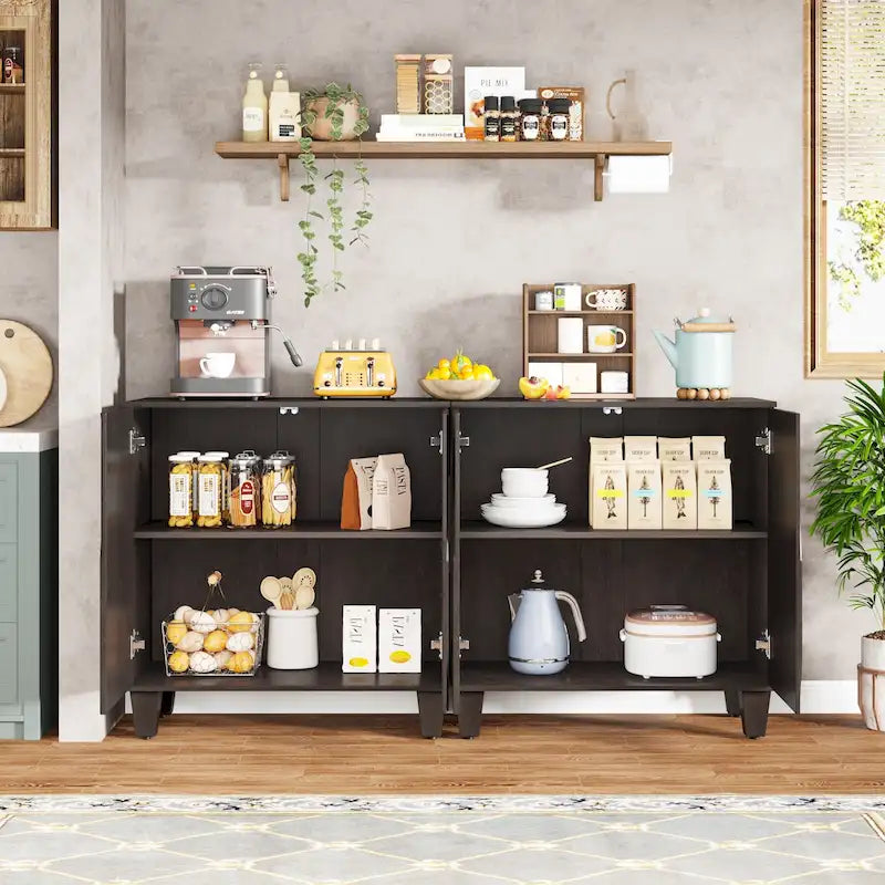 Mobile Credenza Retro-Modern a 2 ante – Noce/Nero, Singolo