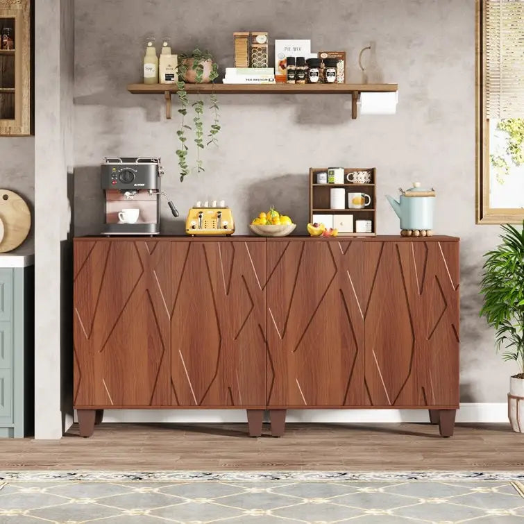 Mobile Credenza Retro-Modern a 2 ante – Noce/Nero, Singolo