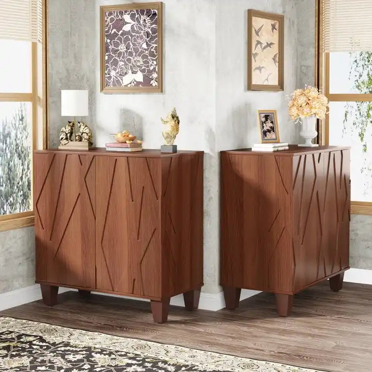 Mobile Credenza Retro-Modern a 2 ante – Noce/Nero, Singolo
