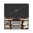 Mobile TV ad angolo con ripiani aperti a più livelli – Bianco / Pino Ambrato / Espresso, Singolo, Adatto per TV fino a 55"