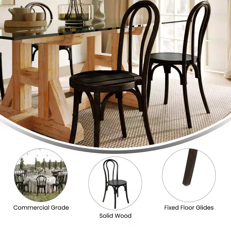 Sedia da pranzo in legno massello Merrick Lane stile Thonet con design impilabile ed eleganti finiture