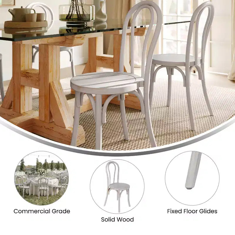 Sedia da pranzo in legno massello Merrick Lane stile Thonet con design impilabile ed eleganti finiture