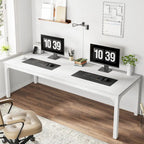 Scrivania per computer extra lunga per 2 persone con gambe in metallo e rinforzi triangolari – Colori multipli, Posti per 2