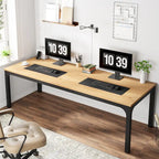 Scrivania per computer extra lunga per 2 persone con gambe in metallo e rinforzi triangolari – Colori multipli, Posti per 2