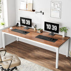 Scrivania per computer extra lunga per 2 persone con gambe in metallo e rinforzi triangolari – Colori multipli, Posti per 2