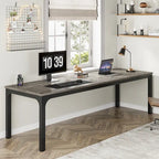 Scrivania per computer extra lunga per 2 persone con gambe in metallo e rinforzi triangolari – Colori multipli, Posti per 2