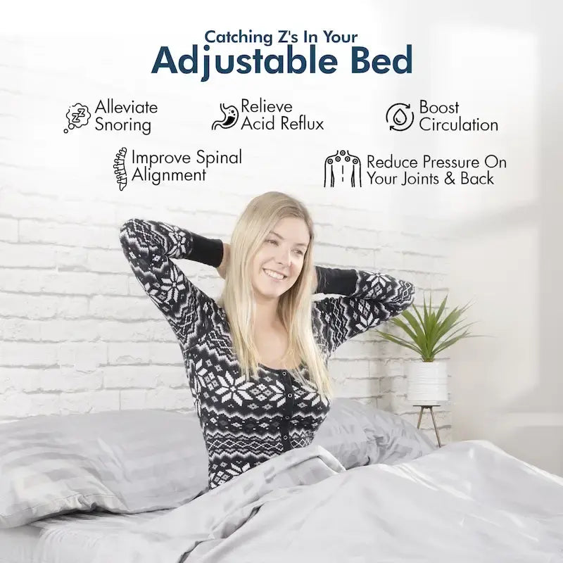Base letto regolabile con materasso ibrido da 30 cm, doppio massaggio, porte USB e luce sotto il letto – Bianco/Grigio, singolo XL/una piazza e mezza/matrimoniale/king/king diviso/California king, per 1-2 persone
