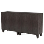 Madia/mobile credenza a 2 ante con molla, divisorio regolabile e gambe in legno massello – Marrone/Nero, singolo