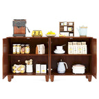 Madia/mobile credenza a 2 ante con molla, divisorio regolabile e gambe in legno massello – Marrone/Nero, singolo