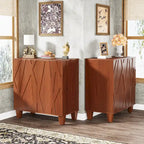 Madia/mobile credenza a 2 ante con molla, divisorio regolabile e gambe in legno massello – Marrone/Nero, singolo