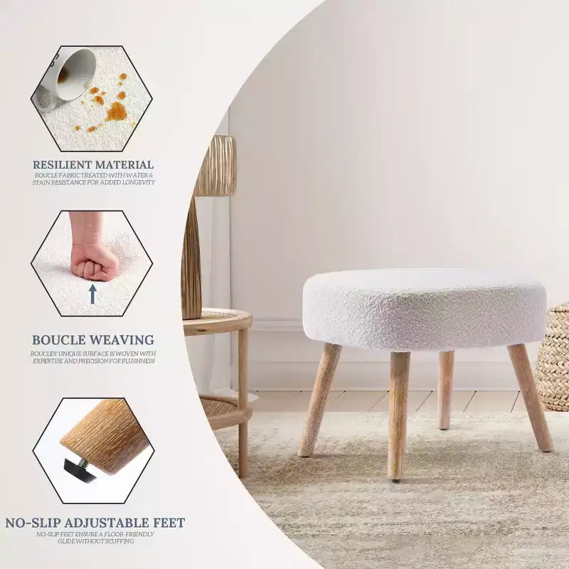 WestinTrends Pouf poggiapiedi quadrato imbottito largo 21"