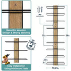 Sorbus Portabottiglie da Parete in Legno di Mogano per 9 Bottiglie – Perfetto per Bar di Casa, Cucina, Sala da Pranzo, Bottiglie di Vino da Parete