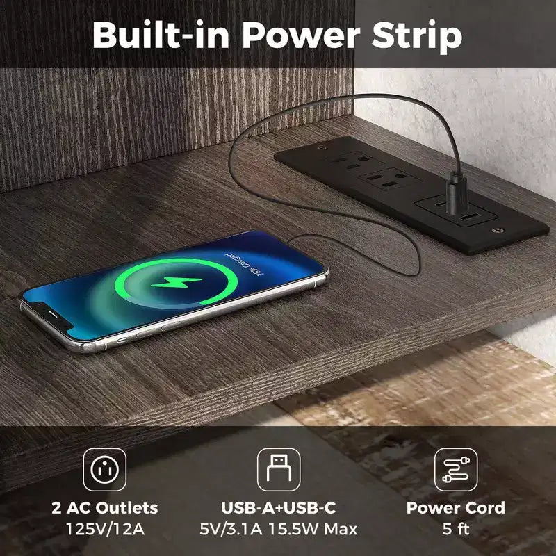 Mobile porta TV Costway con presa di corrente USB e porta Type-C, tavolo consolle TV a 3 ripiani, grigio