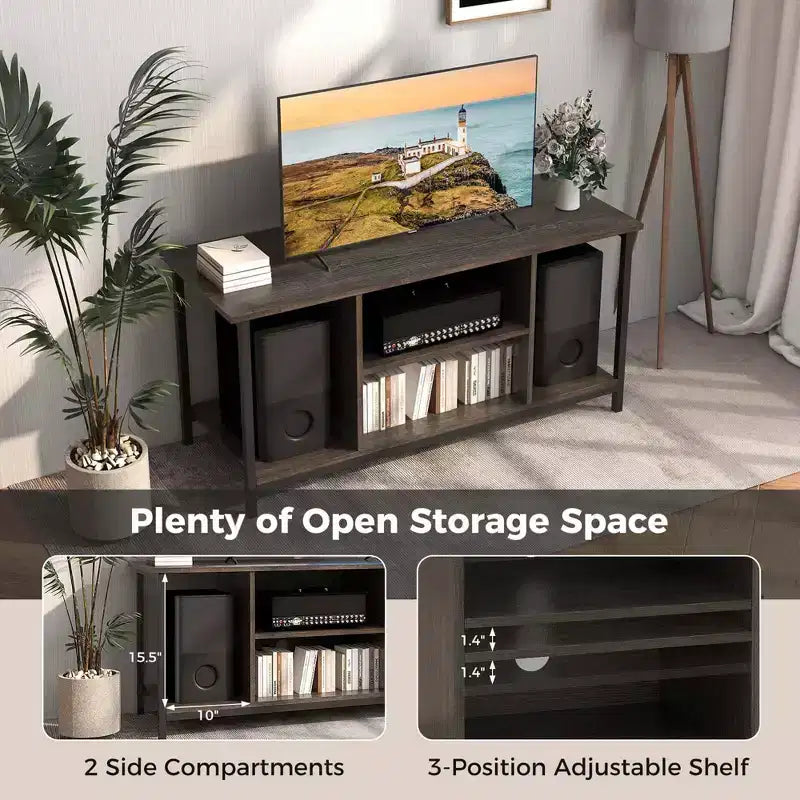 Mobile porta TV Costway con presa di corrente USB e porta Type-C, tavolo consolle TV a 3 ripiani, grigio