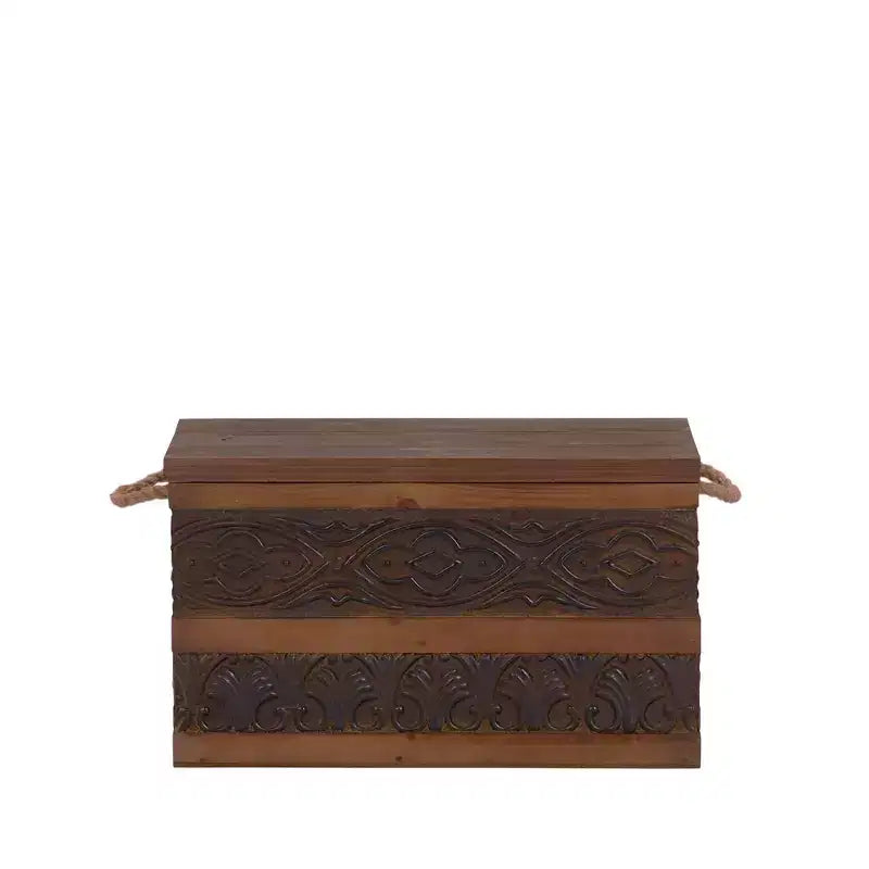 Baule Decorativo Household Essentials, Metallo Goffrato, Piccolo, Tinta Noce e Mandorla