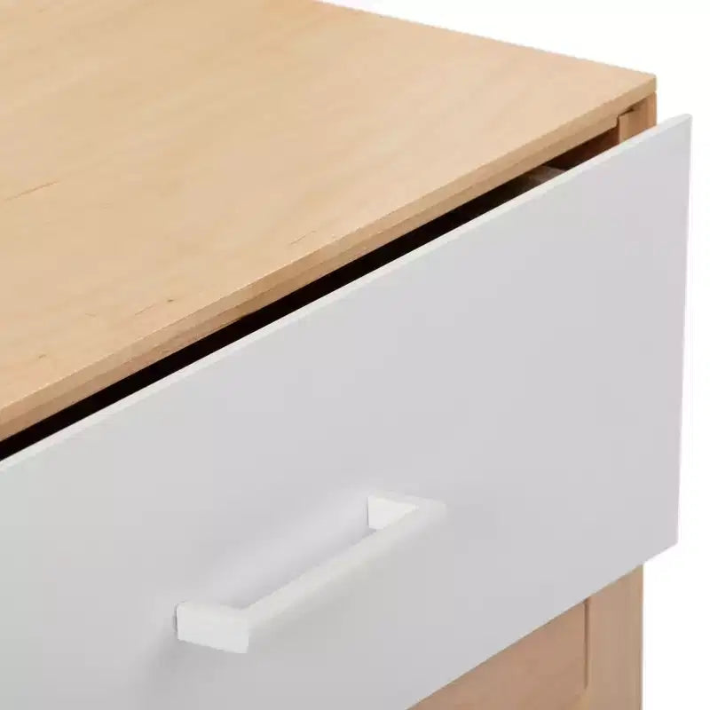 Comodino in legno Duo Plank+Beam con 1 cassetto, tavolino in legno per camera da letto, comodino, bianco/betulla