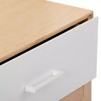 Comodino in legno Duo Plank+Beam con 1 cassetto, tavolino in legno per camera da letto, comodino, bianco/betulla