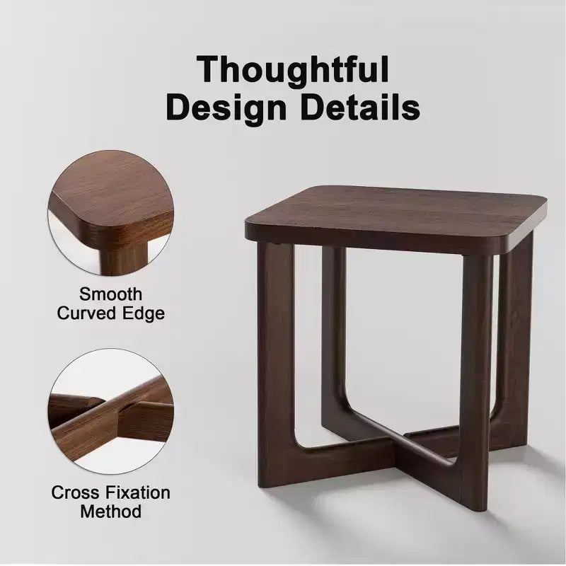 PexFix Tavolino quadrato in legno da 60 cm con angoli arrotondati