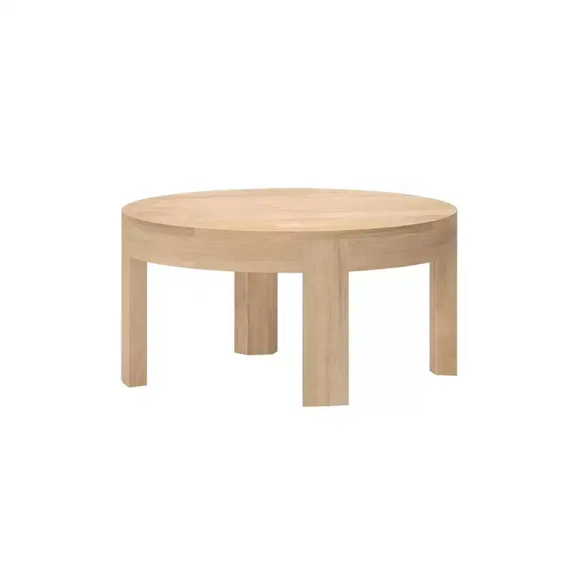 Tavolino da caffè rotondo a contorno in legno massello Plank+Beam, tavolino da caffè da 30 pollici, tavolini da caffè per soggiorno, tavolino moderno per piccoli spazi