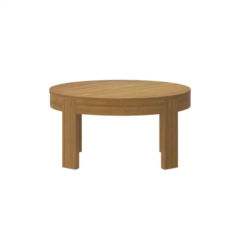 Tavolino da caffè rotondo a contorno in legno massello Plank+Beam, tavolino da caffè da 30 pollici, tavolini da caffè per soggiorno, tavolino moderno per piccoli spazi