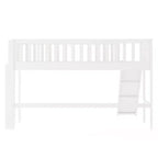Letto a soppalco basso Full/Twin con scaletta e scivolo, struttura letto in legno, non necessita di box spring - HABITRIO