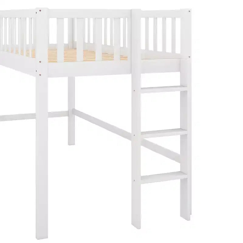 Letto a soppalco basso Full/Twin con scaletta e scivolo, struttura letto in legno, non necessita di box spring - HABITRIO