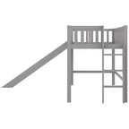 Letto a soppalco basso Full/Twin con scaletta e scivolo, struttura letto in legno, non necessita di box spring - HABITRIO