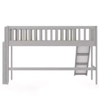 Letto a soppalco basso Full/Twin con scaletta e scivolo, struttura letto in legno, non necessita di box spring - HABITRIO